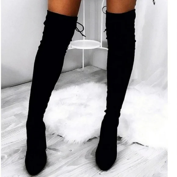 Ultra Sexy Marc Fisher LTD Black Microsuede OTK Boots - Picture 7 of 7